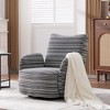 ORRD Modern 360° Swivel Lounge Chair with Striped Fabric, Metal Base Accent Chair for Living Room & Bedroom,Red - 3 of 4