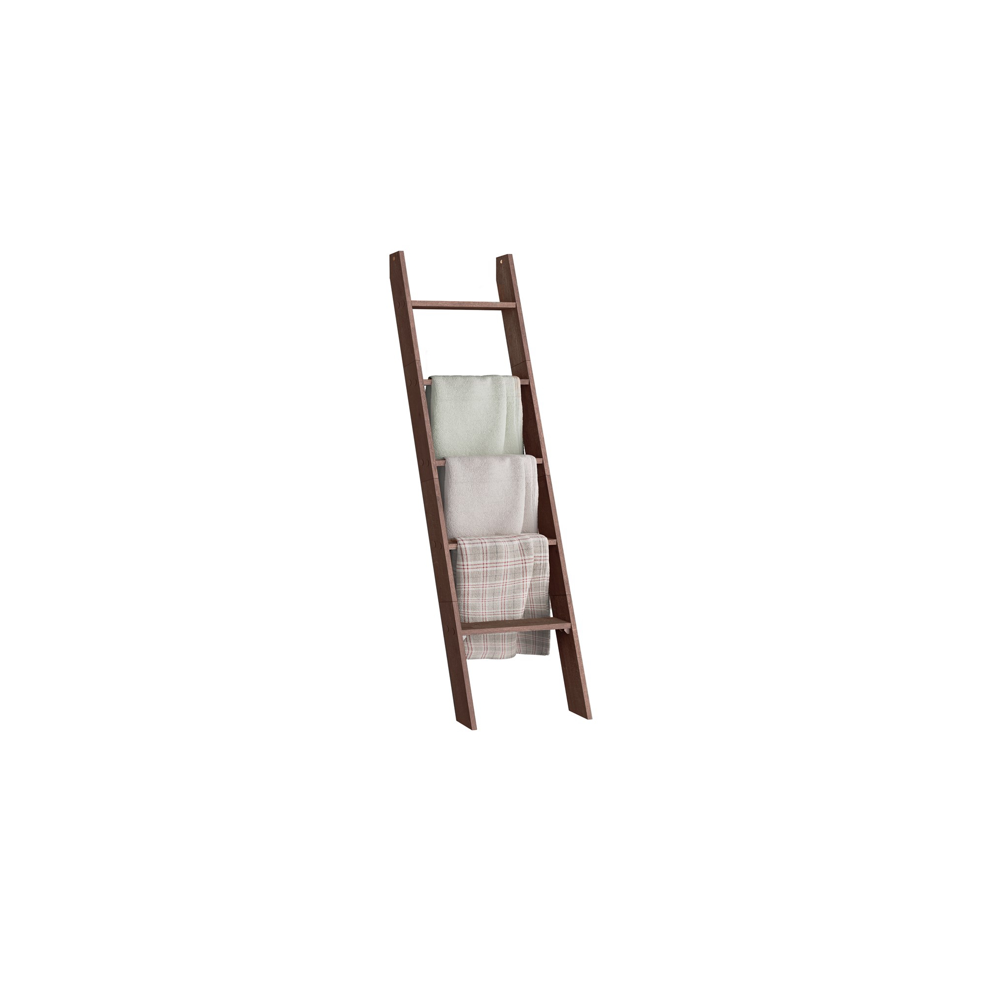 Blanket Ladder Decorative Farmhouse - for The Living Room, 5-Tier Ladder Shelf, Ladder Rack for Storage and Decor, Rustic Burgundy Color
