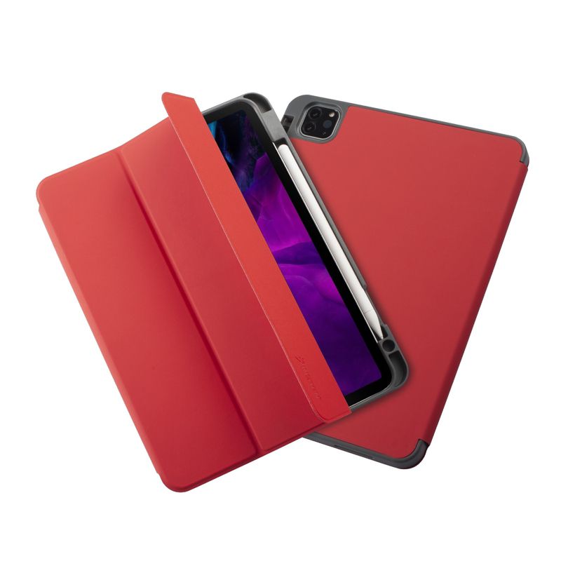 Insten - Soft TPU Tablet Case For iPad Pro 11" 2020, Multifold Stand, Magnetic Cover Auto Sleep/Wake, Pencil Charging, Light Red, 1 of 9