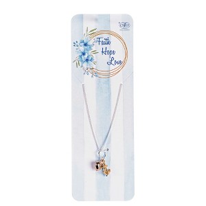 Dicksons Faith Hope Love Heart Anchor Cross Tri Color 18 Inch Stainless Steel Necklace On Bookmark Card - 1 of 4