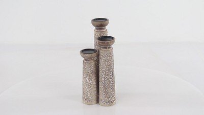 Dark Brown Mango Wood Coastal Candle Holder Set