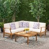Christopher Knight Home Perla Outdoor Acacia Wood 5 Seater Sectional Sofa Chat Set with Water-Resistant Cushions - 2 of 4