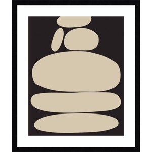 21" x 25" Zen River Rocks Black And Tan by The Creative Bunch Studio Wood Framed Wall Art Print - Amanti Art: Modern Style, Hardwood Frame - 1 of 4