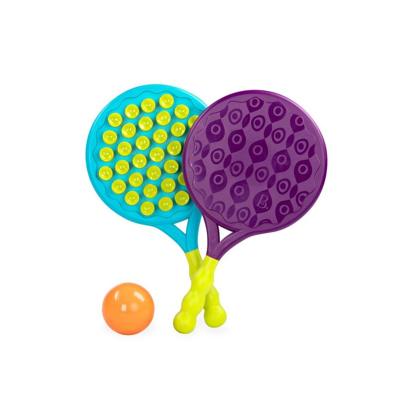 B. toys 2 Suction Paddles &#38; 1 Ball - Paddle Popper Blue/Purple, 1 of 5