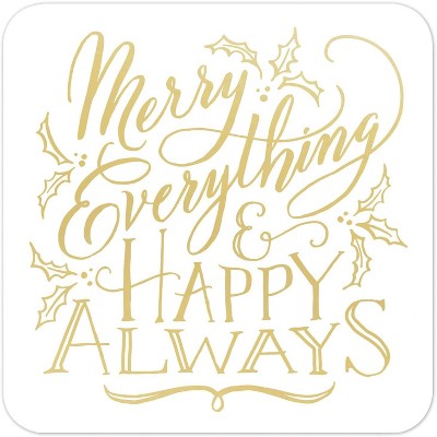 Masterpiece Studios 8-Count Gold Foil Party Coasters, Merry Everything