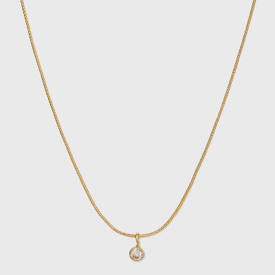 Photo 1 of 14K Gold Plated Cubic Zirconia Herringbone Bezel Chain Necklace - A New Day