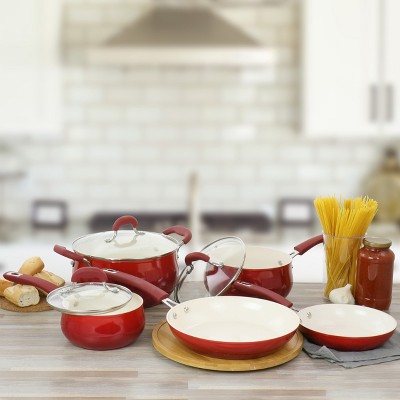 Teal 8-Piece Nonstick Aluminum Cookware Set with Ceramic Interior