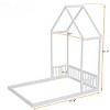 FONTOI Beds, Full Floor Bed with Headboard, Wood Bed with Guardrails for Girls and Boys, White, 60"*87.7"*77.8" - 2 of 4