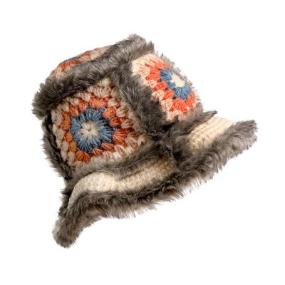 Crochet Sun Hat With Fur Piping_Nirvanna Designs