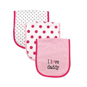 Luvable Friends Baby Girl Cotton Burp Cloths with Fiber Filling 3pk, Girl Daddy, One Size - 1 of 1