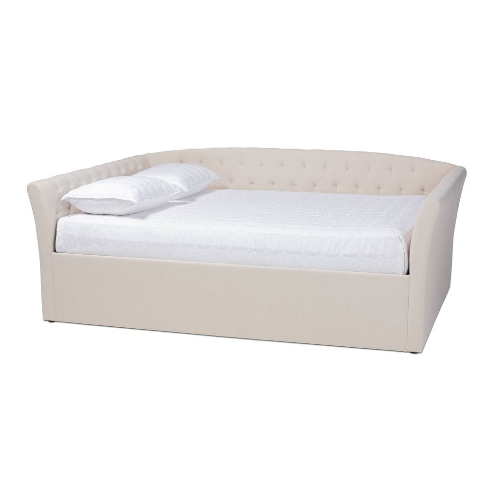 Photos - Bed Frame Queen Delora Upholstered Daybed Beige - Baxton Studio