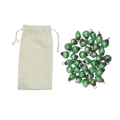 Storied Home 36-Piece Embossed Mercury Glass Ornament Set, Green