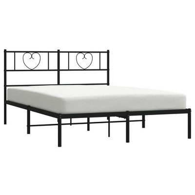 vidaXL Metal Bed Frame with Headboard - Elegant Black Steel Bed Frame