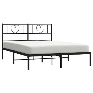 vidaXL Metal Bed Frame with Headboard - Elegant Black Steel Bed Frame - 1 of 4