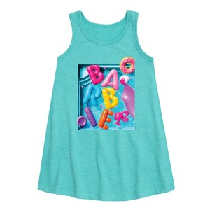 - Barbie - Summer Pool Floaties Graphic Sleeveless Aline Dress - 1 of 2