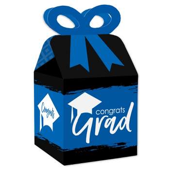 Big Dot of Happiness Blue Grad - Best is Yet to Come - Square Favor Gift Boxes -  Royal Blue Graduation Party Bow Boxes - Set of 12