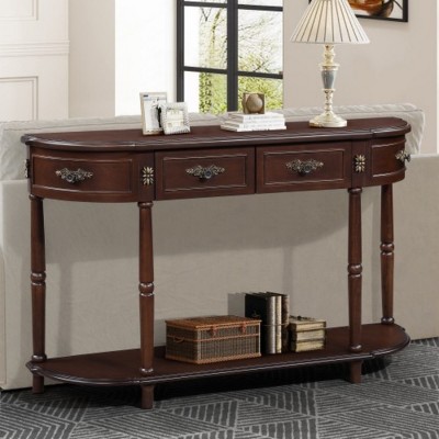 52" Retro Console Table with Solid Wood Frame, 2 Drawers and Open Shelf,Entryway or Sofa Table for Hallway or Living Room-Maison Boucle