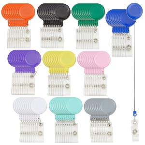 Juvale 100 Pack Retractable Badge Reel, ID Holders for Nurses and Teachers, Office Supplies, 10 Colors (26.5 In) - 1 of 4