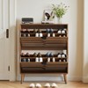 KWPZQEB Shoe Cabinet with 2 Flip Drawers, Hidden Wood Shoe Cabinet, Freestanding Shoe Storage Cabinet for Entryway, Hallway, Walnut - 4 of 4