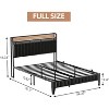 Full Size Upholstered Bed Frame with LED Lights and Storage Headboard, Heavy Duty, Charging Station, No Box Spring Needed, Black Leather - 2 of 4