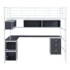 PAGED Twin Size Loft Bed with Desk Modern Simple Wooden Bed Frame with Storage Shelves, Wardrobe and Guardrail for Bedroom - 3 of 4