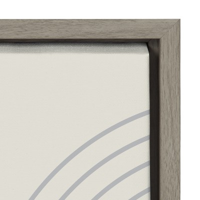 Gray and White Abstract Crescent Moon Landscape Canvas Art