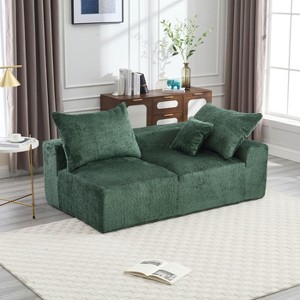 NicBex Couches for Living Room 2-Seat Deep Seat Sofa Chenille Fabric Upholstered Modern Sofa Couch with Memory Foam and Pillows, Emerald - 1 of 4