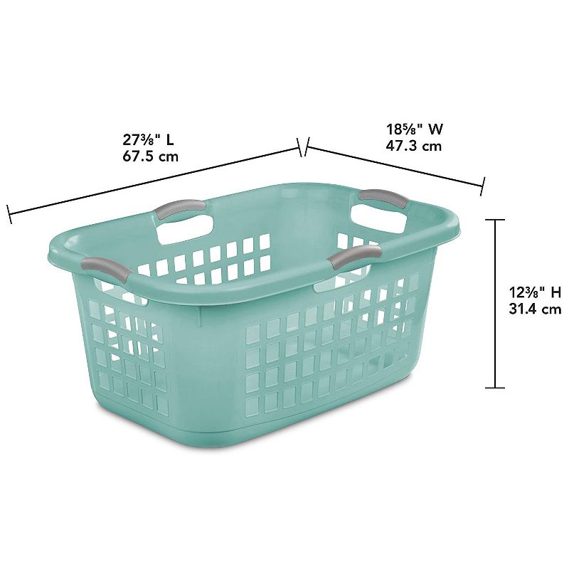 Sterilite 2 Bushel Ultra Laundry Basket, Large, Plastic with Comfort Handles to Easily Carry Clothes to and from the Laundry Room, Aqua, 6-Pack, 3 of 4
