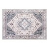 Vintage Washable Floral Area Rug: Non-Slip Distressed Oriental Carpet with Medallion – Low-Pile Accent Floor Mat for Living Room, Laundry Room - 2 of 4