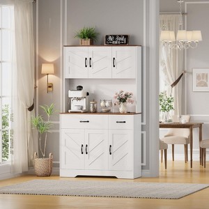 71" Pantry Cabinet with Charging Station, Kitchen Pantry Storage Cabinet with Drawers and Countertop, Farmhouse Kitchen Hutch Cabinets Food Pantry - 1 of 4