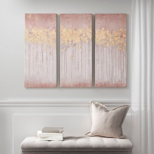 Gulches Gold Foil Abstract 3-Piece Canvas Wall Art Set - Luxe Elegance for Modern Spaces - 1 of 4