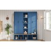 APRILSOUL 62.9"W Farmhouse 4-in-1 Hall Tree - 6 Hooks, Wood Grain Bench, Shoe Cabinet - 2 of 4