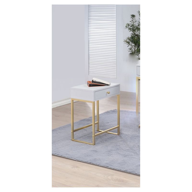 End Table White Brass - Acme Furniture, 3 of 5
