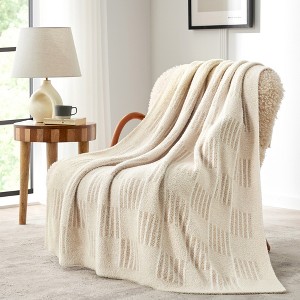 Snuggle Sac Super Soft Reversible Throw Blanket,Lightweight Textured Striped Throw,Checkered Style - 1 of 4