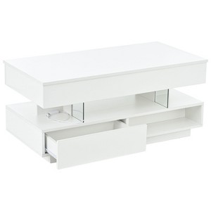 PAGED Lift-Top Coffee Table, Living Room Table with 2 Drawers & Open Shelf & Ajustable LED Lights, Center Table for Living Room, Study - 1 of 4