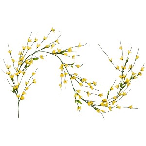 Northlight 5' x 2" Green/Yellow Artificial Spring Floral Garland - 1 of 4