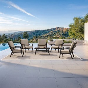 PURPLE LEAF  Rattan Outdoor Patio Furniture Set with Thick Cushion Heavy-Duty Metal Patio Conversation Sets for Backyards Gardens Poolside Porch - 1 of 4