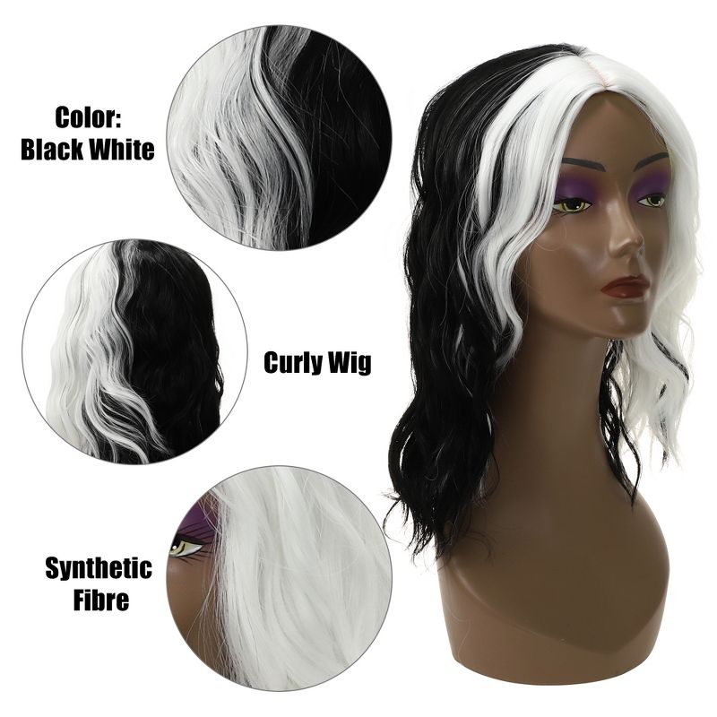 Unique Bargains Curly Wig Human Hair Wigs for Women 16" with Wig Cap Fluffy Curly Wavy, 4 of 7