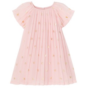 Disney Minnie Mouse Little Girls Chiffon Pleated Dress Logo Pink 5 : Target