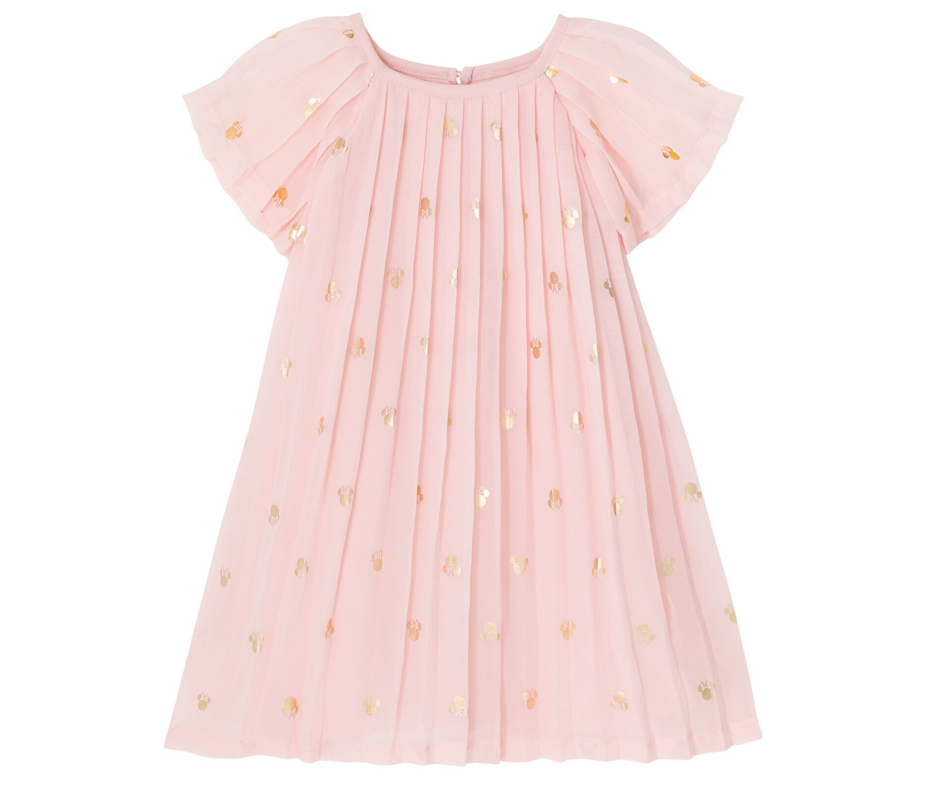 Disney Minnie Mouse Toddler Girls Chiffon Pleated Dress Logo Pink 2T