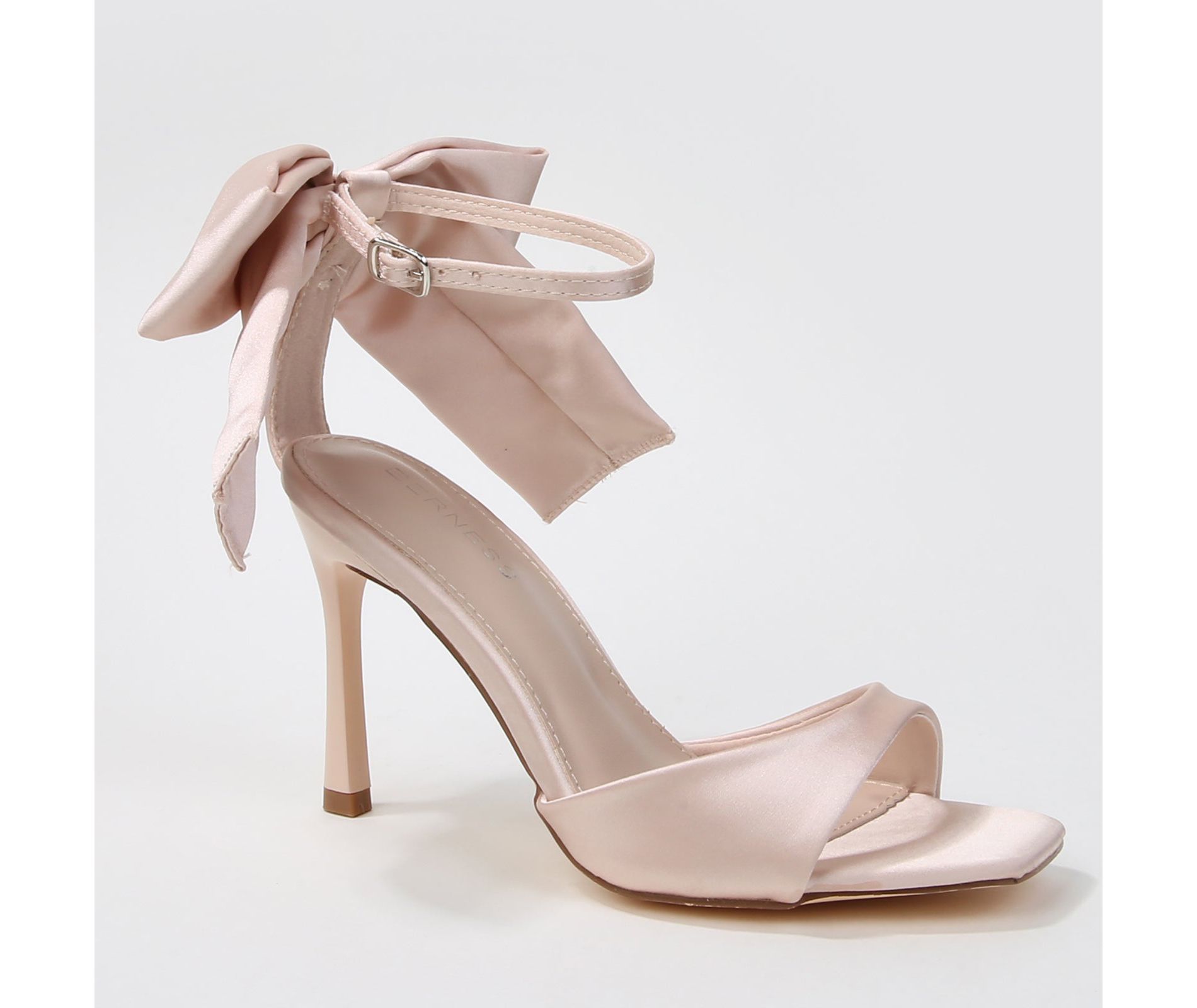 Berness Women's Fiorella Satin Bow Accent Square Toe Heel Sandals