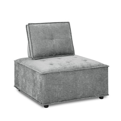 NicBex Chenille Armless Accent Chair,Upholstered Living Room Chair with Tufted Backrest and Moveable Back Pillow,Accent Chairs for Living Room,Grey