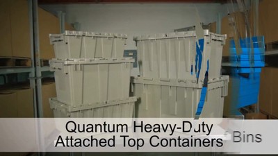 Quantum Heavy Duty Beige Polyethylene Storage Container with Attached Lid