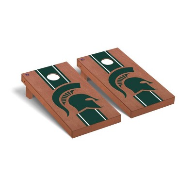 NCAA Michigan State Spartans Premium Cornhole Board Rosewood Stained Stripe Version