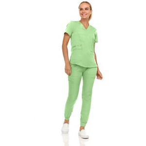 MediChic Scrubs for Women's V-Neck Scrub Set with Six Pocket Cargo Jogger Pants with 4-Way Stretch - 1 of 4