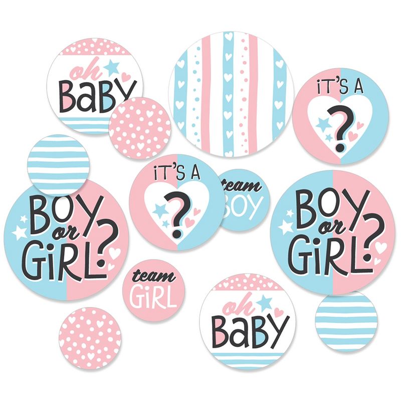 Big Dot of Happiness Baby Gender Reveal - Team Boy or Girl Party Giant Circle Confetti - Party Decorations - Large Confetti 27 Count, 1 of 8