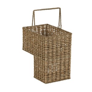 Household Essentials Wicker Stair Basket: Seagrass Rectangle Decorative, 23.23" H x 16.14" D x 10.24" W, Brown - 1 of 4