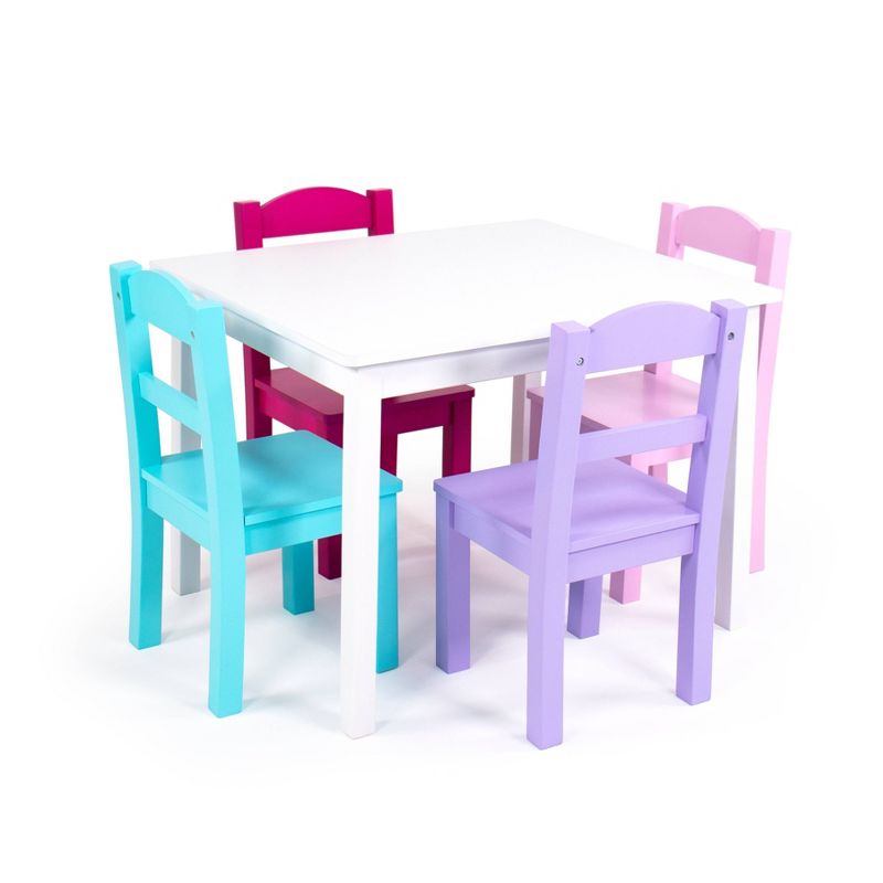 5pc Forever Kids&#39; Wood Table and 4 Chair Set White - Humble Crew, 3 of 8