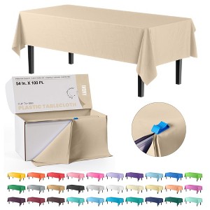 Crown Display Cut to Size Disposable Plastic Tablecloth Roll  With Cutter -54" X 100' - 1 of 4