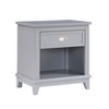 Vynxaria 1pc Classic Gray Nightstand, 1 Drawer (Ball Bearing Glides) + Lower Storage Cubby, Polished Nickel Flush Ring Pulls, No Assembly - 3 of 4